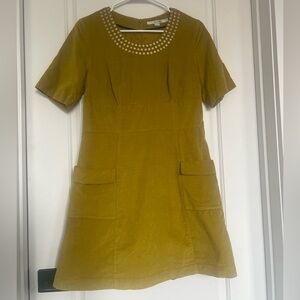 Boden Mustard Mini Dress with Short Sleeves